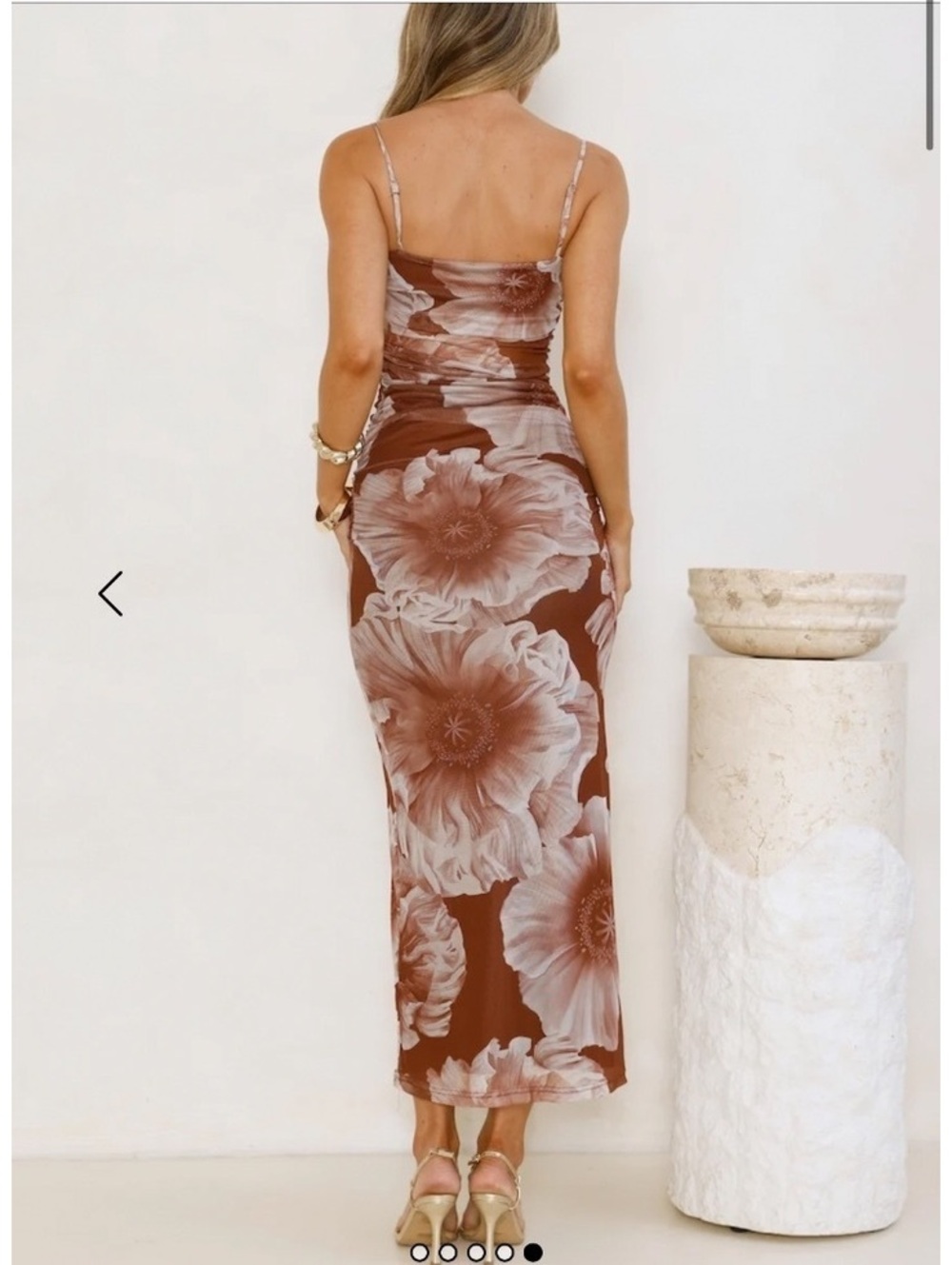 NWT Hello Molly “Palm Princess Mesh Maxi Dress” — Brown. - Picture 3 of 9